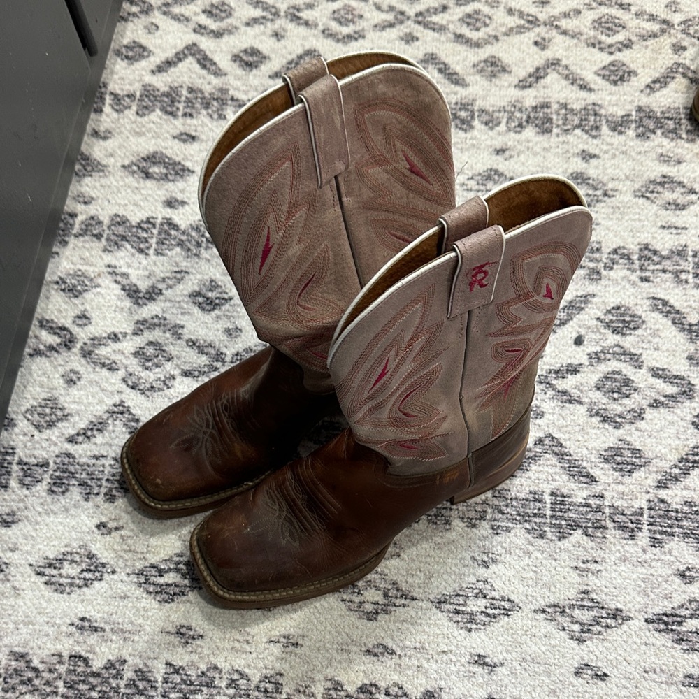 Brown and Pink Western Boots-Tony Lama